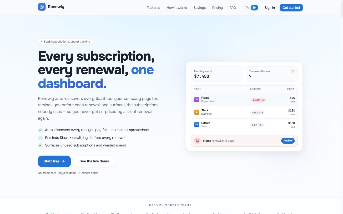 Renewly — subscription tracking