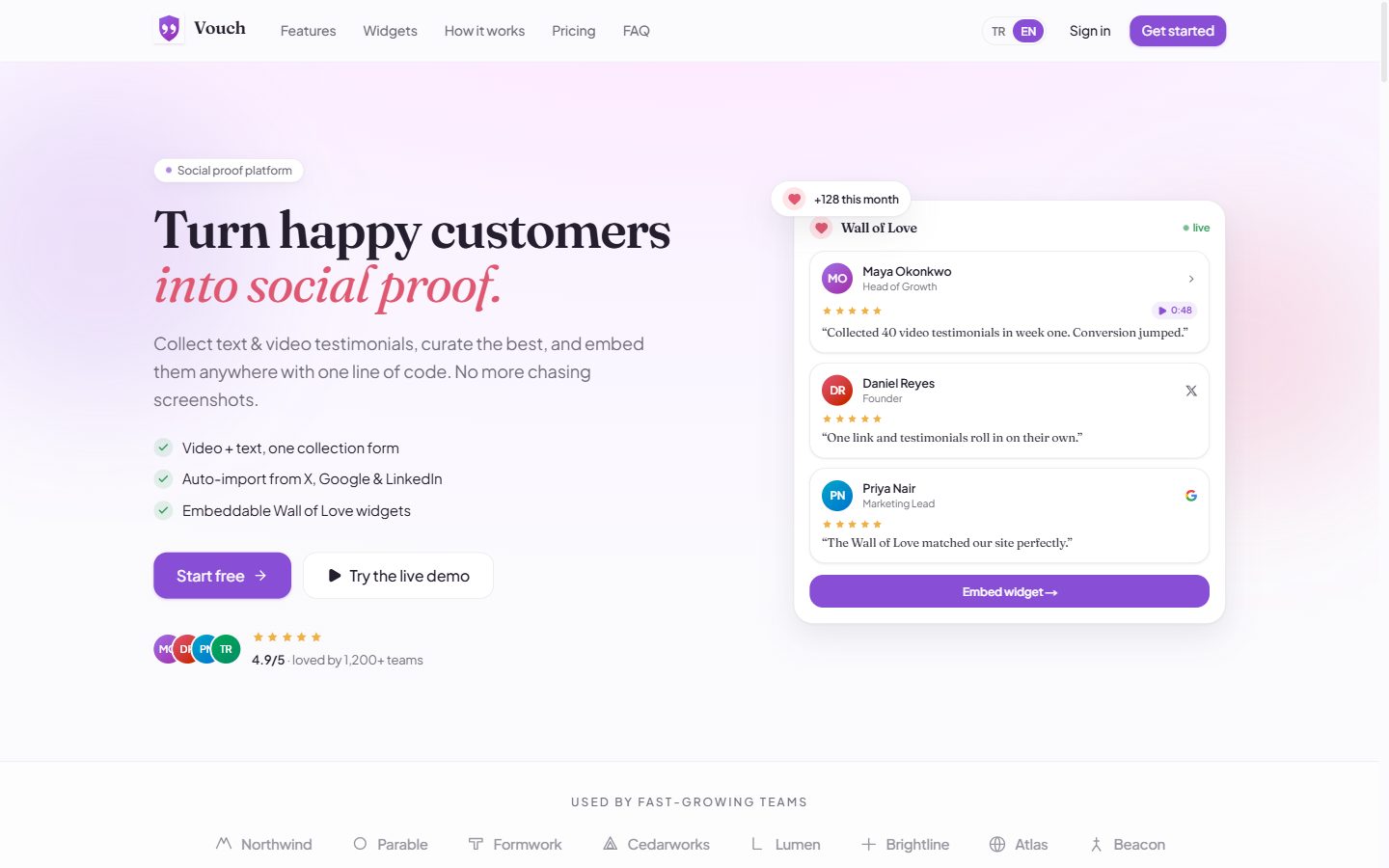 Vouch — testimonial platform
